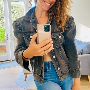 FRAME Rosette Puff Sleeve Denim Jacket - NWT (M)